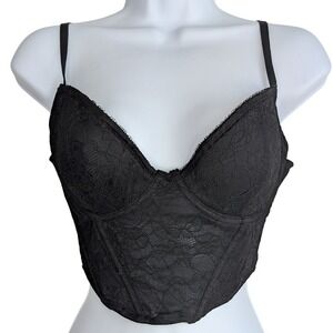 Dynamite Medium Black Lace Stretchy Lightly Lined Bone Bra Bustier
